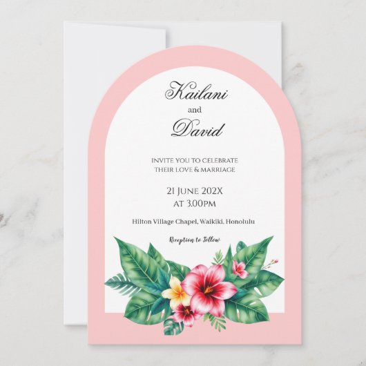 Hochzeitsbogen mit Portrait Einladung (Vorderseite)