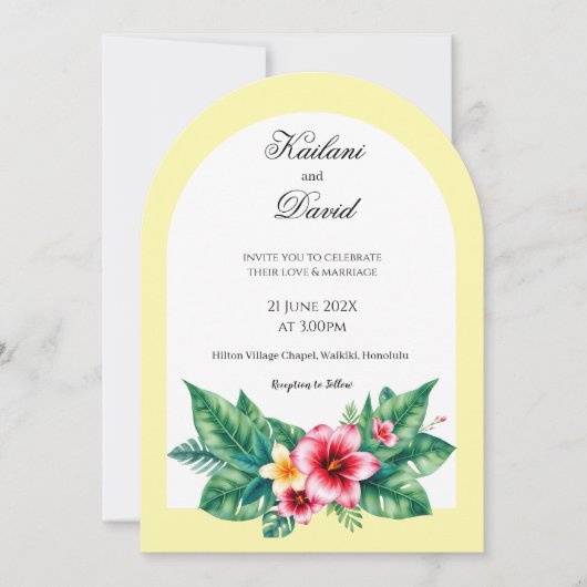 Hochzeitsbogen mit Portrait Einladung (Vorderseite)