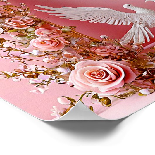 Hochzeitsbogen und Tauben Poster (Ecke)