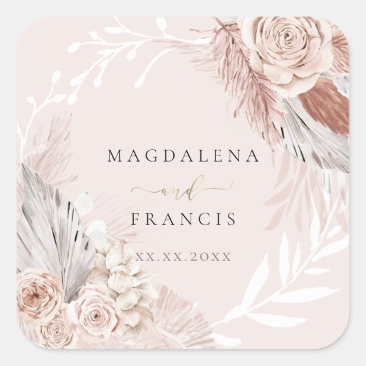 Hochzeitsboho Quadratischer Aufkleber (Vorderseite)