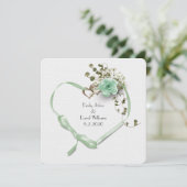 Hochzeitsbonbon Herz und Rosenbukett Einladung (Stehend Vorderseite)