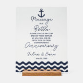 Hochzeitsbotschaft auf See und Weiß im Flaschendru Acrylschild (Vorderseite)