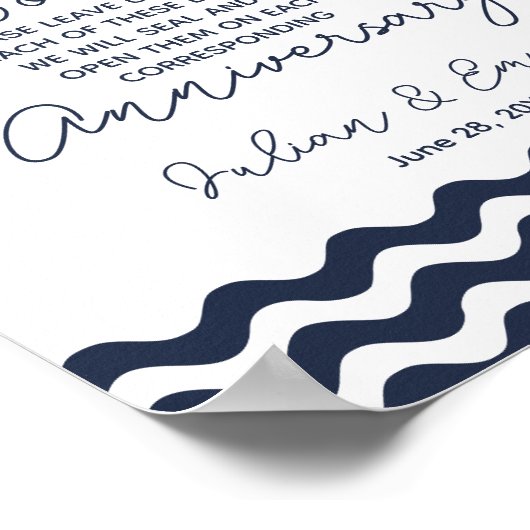 Hochzeitsbotschaft auf See und Weiß im Flaschendru Poster (Ecke)