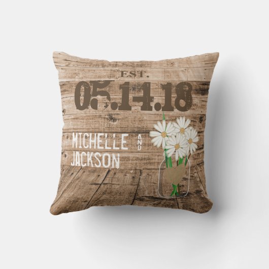 Hochzeitsbrauenholz-Design mit Daisien Kissen (Rückseite)