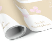 Hochzeitsbraun Rosa "Brautparty" beige Geschenkpapier (Rolleneckpunkt)
