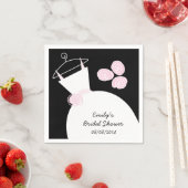 Hochzeitsbraun Rosa Brautparty 'Text' schwarz Serviette (Beispiel)