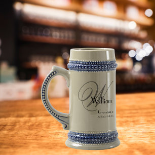 Hochzeitsbrautführer-Geschenk Modernes Monogramm R Bierglas