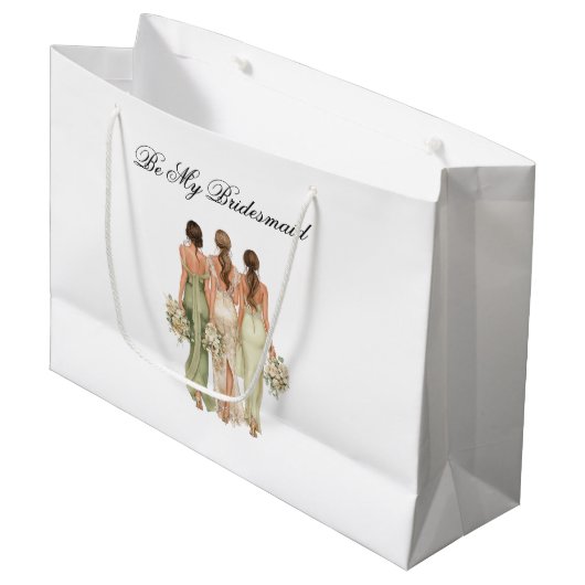 Hochzeitsbrautjungfer-Geschenktasche Große Geschenktüte (Vorderseite Schrägansicht)