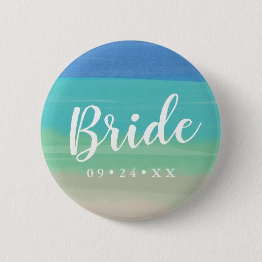 Hochzeitsbride für Sand und Ozean Button (Vorderseite)
