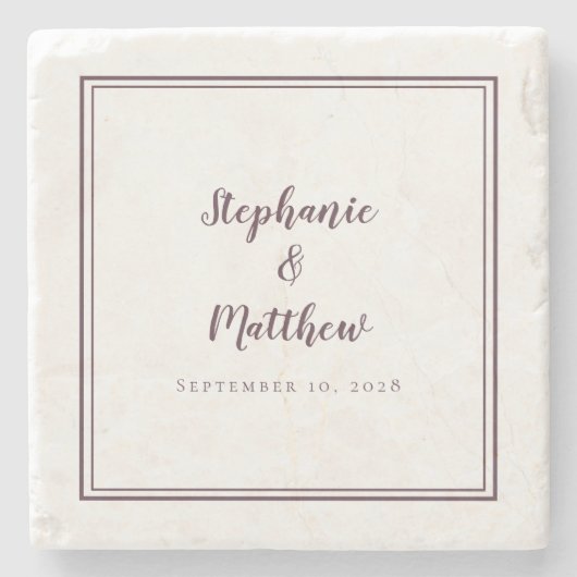Hochzeitsbride & Groom Couple Lila schlichtes Eleg Steinuntersetzer (Vorderseite)