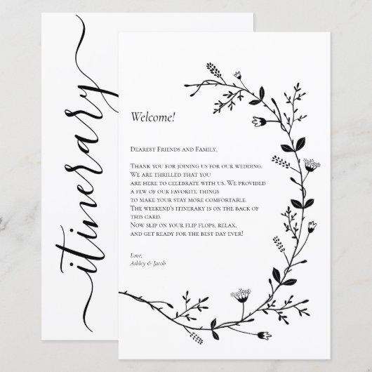 Hochzeitsbrief der Vine Scroll - Tour (Vorne/Hinten)