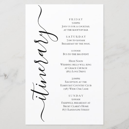 Hochzeitsbrief der Vine Scroll - Tour (Rückseite)