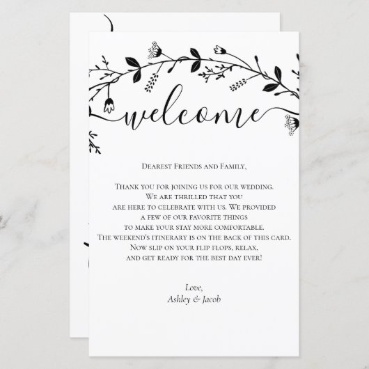 Hochzeitsbrief der Vine Scroll - Tour (Vorne/Hinten)