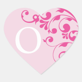 Hochzeitsbrief oder Monogramm Rosa Hochzeit Herz-Aufkleber