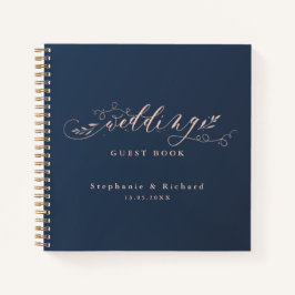 Hochzeitsbuch der Marine und der Rosa Foliage Notizblock