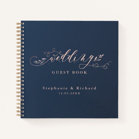 Hochzeitsbuch der Marine und der Rosa Foliage Notizblock (Vorderseite)