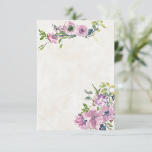 Hochzeitsbudget Blanko Lila Aquarell Blumenmuster Einladung