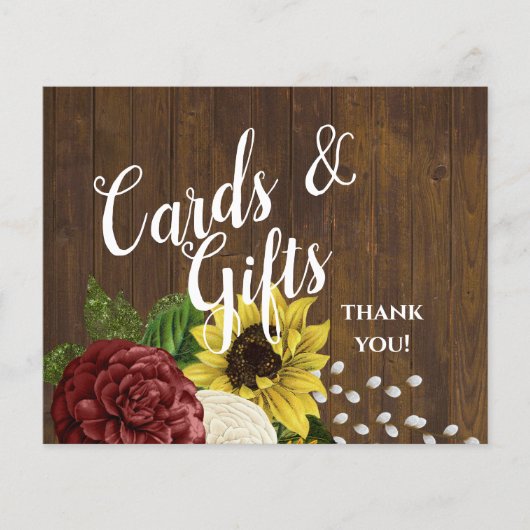 Hochzeitsbudget für Burgund und Sonnenblumen (Vorderseite)