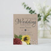 Hochzeitsbudget für Burgund und Sonnenblumen (Stehend Vorderseite)