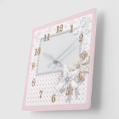 Hochzeitsbukett Quadratische Wanduhr (Winkel)