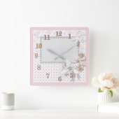 Hochzeitsbukett Quadratische Wanduhr (Zuhause)