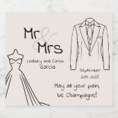 Hochzeitschampagner-Flaschenlabel Mr. and Mrs. Schaumweinetikett (Einzelnes Label)