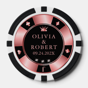 Hochzeitschips in Schwarz und Rosa, Poker Pokerchips