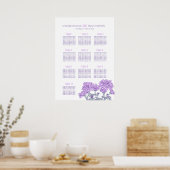 Hochzeitschrysanthemum lila Blume Art Table Plan Poster (Küche)