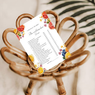 Hochzeitschuh-Citrus-Brautparty-Spielkarte Einladung