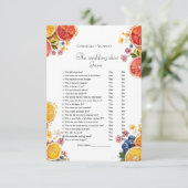 Hochzeitschuh-Citrus-Brautparty-Spielkarte Einladung (Stehend Vorderseite)