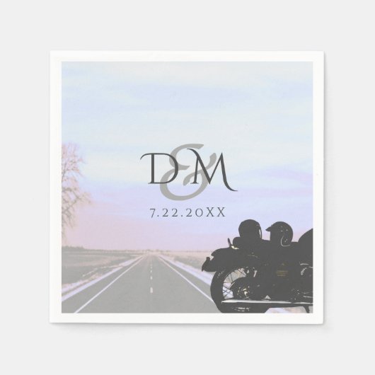 Hochzeitscocktail an der Rezeption für Motorräder Serviette (Vorderseite)