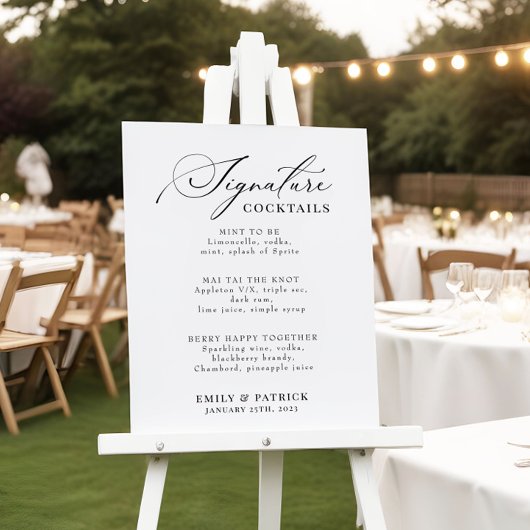 Hochzeitscocktail-Bar-Menü Elegantes modernes Post Poster