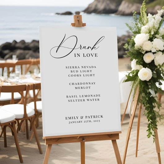 Hochzeitscocktail-Bar-Menü Poster