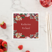 Hochzeitscocktail der Roten Rose Wasserfarbe Serviette (Beispiel)