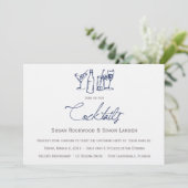 Hochzeitscocktail-Einladungen| Blau Einladung (Stehend Vorderseite)