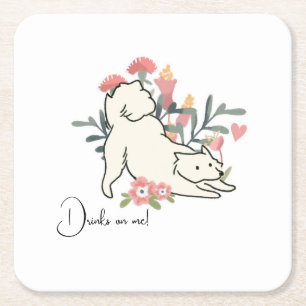 Hochzeitscocktail für Hunde Rechteckiger Pappuntersetzer