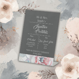 Hochzeitscocktail in der Rose Schwarz Sockelschild