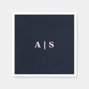 Hochzeitscocktail in Navy & Pink Monogram Serviette