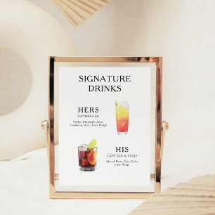Hochzeitscocktail-Menü-Poster mit Signatur-Drinks Poster