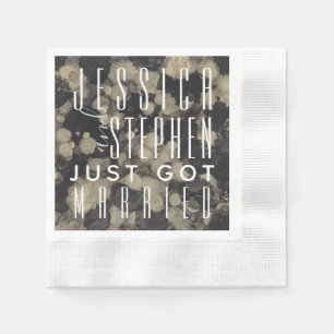 Hochzeitscocktail Napkin Schatten von Gold und Sch Serviette