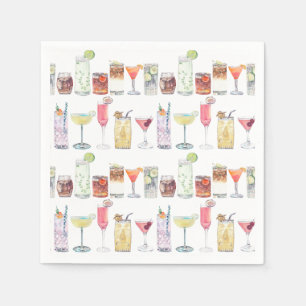 Hochzeitscocktail Napkins Illustrierte Cocktailstu Serviette