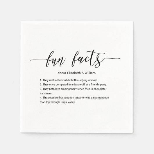 Hochzeitscocktail Napkins mit Spaß Fakten! Serviette (Vorderseite)