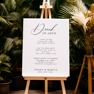 Hochzeitscocktail oder Bar Menu Elegant Betrunken Poster