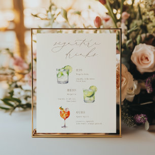 Hochzeitscocktails-Plakat für Signature Drinks Poster