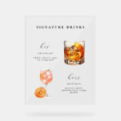 Hochzeitscocktails Signature Drinks Acrylschild (Vorderseite)