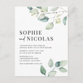 Hochzeitscodierung der grünen Eukalyptus QR Einladungspostkarte (Vorderseite)