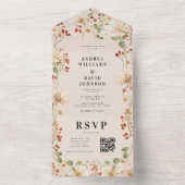 Hochzeitscodierung der Wildblume Watercolor Berry All In One Einladung (Innen Boden)