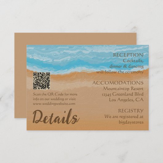 Hochzeitscodierung des tropischen Ocean Beach QR Begleitkarte (Vorne/Hinten)