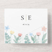 Hochzeitscodierung für Aquarellfarben All In One Einladung (Rückseite)