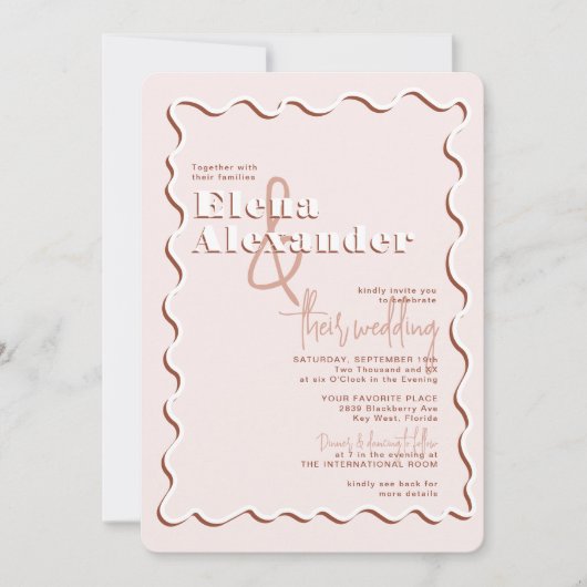 Hochzeitscodierung für den Wavy Blush Rust UAWG QR Einladung (Vorderseite)